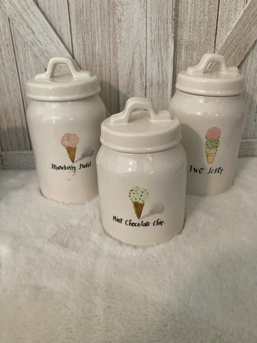 Rae Dunn Ice Cream Themed Ceramic Canister Set